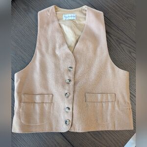 Tan Evan Picone Button-Up Wool Vest